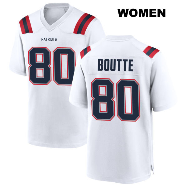 Kayshon Boutte New England Patriots Away Womens Number 80 Stitched White Game Football Jersey