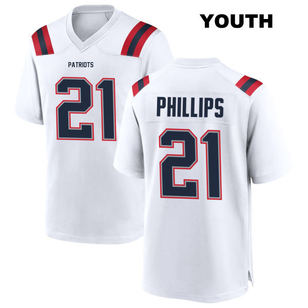 Adrian Phillips Away New England Patriots Youth Stitched Number 21 White Game Football Jersey