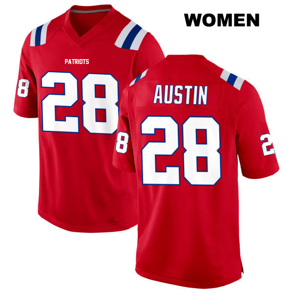Alex Austin New England Patriots Stitched Womens Alternate Number 28 Red Game Football Jersey