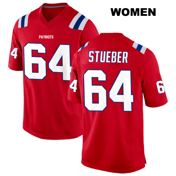 Stitched Andrew Stueber Alternate New England Patriots Womens Number 64 Red Game Football Jersey