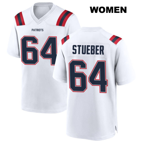 Away Andrew Stueber Stitched New England Patriots Womens Number 64 White Game Football Jersey