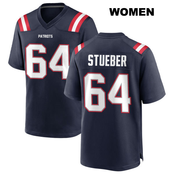 Andrew Stueber Stitched New England Patriots Womens Home Number 64 Navy Game Football Jersey