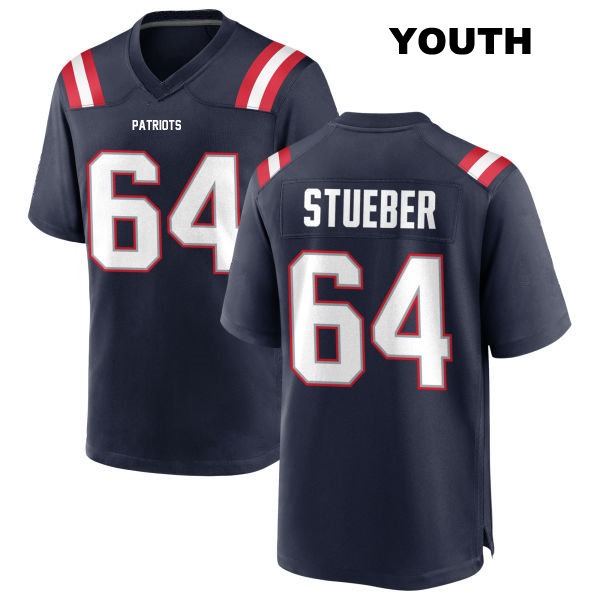Andrew Stueber Stitched New England Patriots Youth Number 64 Home Navy Game Football Jersey