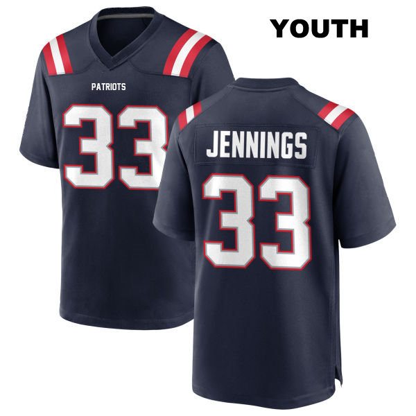 Stitched Anfernee Jennings New England Patriots Youth Number 33 Home Navy Game Football Jersey