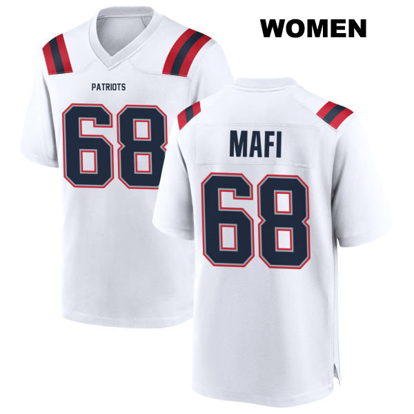 Atonio Mafi Stitched New England Patriots Womens Away Number 68 White Game Football Jersey