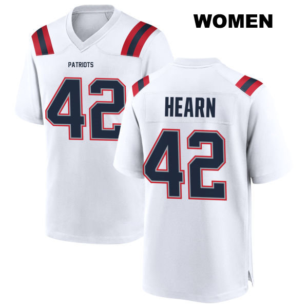 Stitched Azizi Hearn New England Patriots Womens Number 42 Away White Game Football Jersey