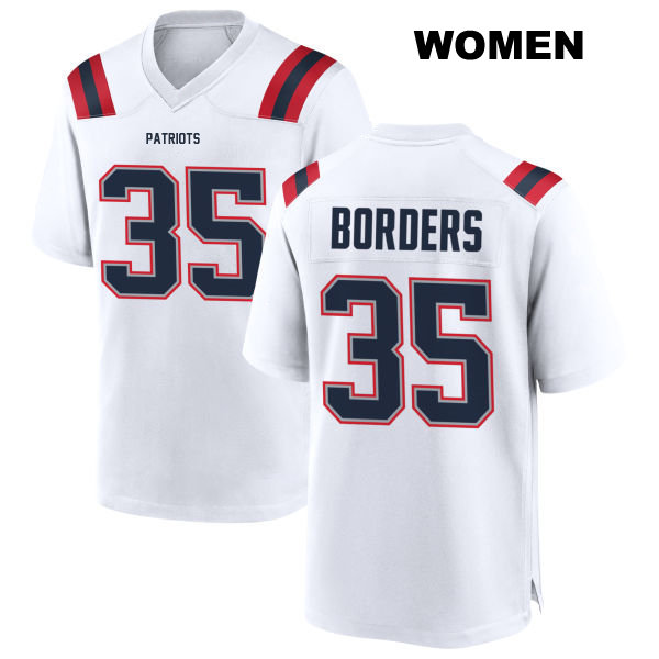 Breon Borders New England Patriots Womens Away Number 35 Stitched White Game Football Jersey