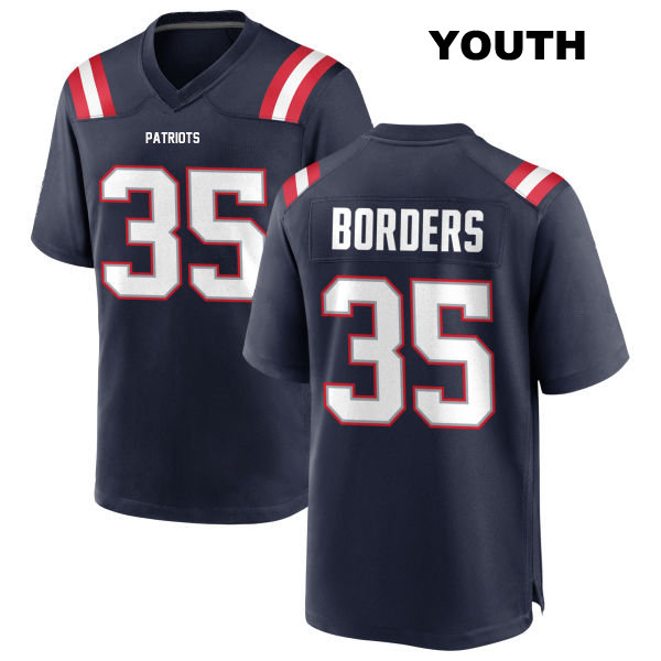 Breon Borders Home New England Patriots Stitched Youth Number 35 Navy Game Football Jersey