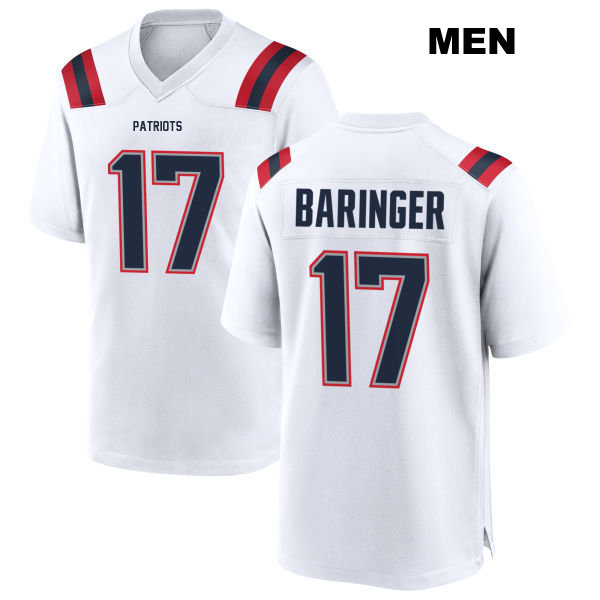 Bryce Baringer New England Patriots Stitched Mens Number 17 Away White Game Football Jersey