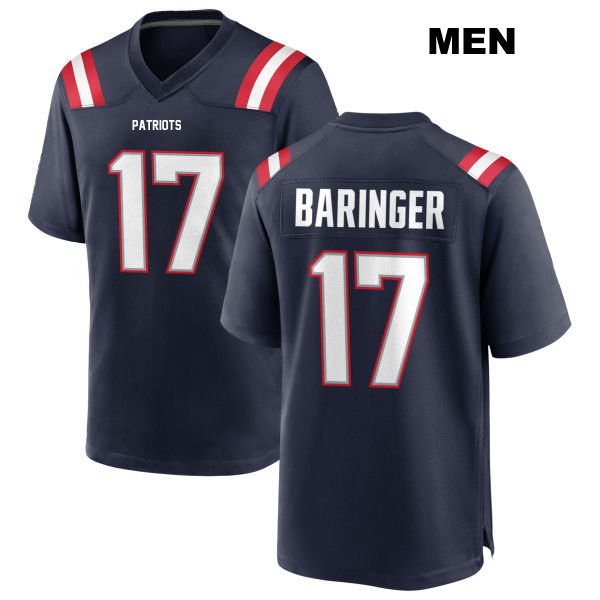 Bryce Baringer Stitched New England Patriots Mens Number 17 Home Navy Game Football Jersey