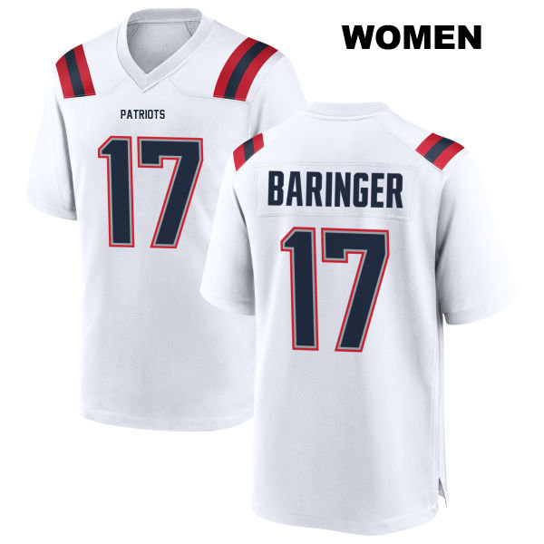 Bryce Baringer New England Patriots Away Womens Stitched Number 17 White Game Football Jersey