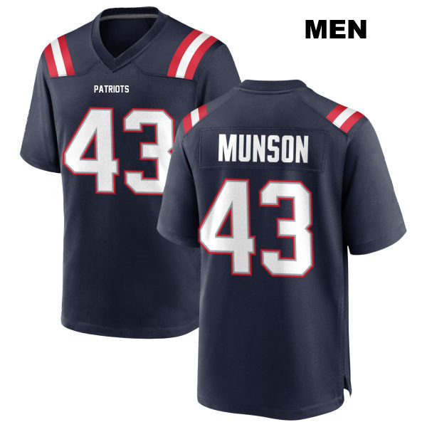 Home Calvin Munson New England Patriots Mens Number 43 Stitched Navy Game Football Jersey