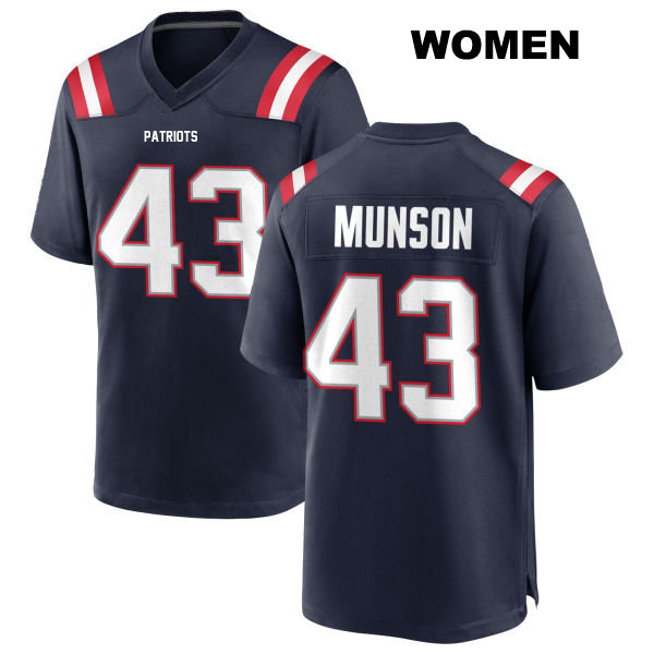 Calvin Munson New England Patriots Womens Stitched Number 43 Home Navy Game Football Jersey