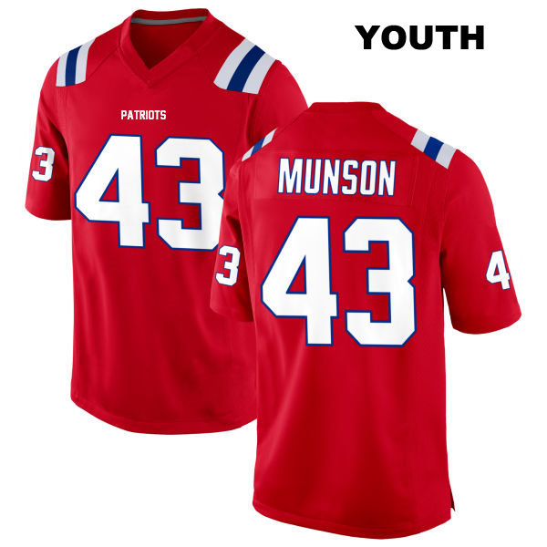 Calvin Munson Alternate New England Patriots Stitched Youth Number 43 Red Game Football Jersey
