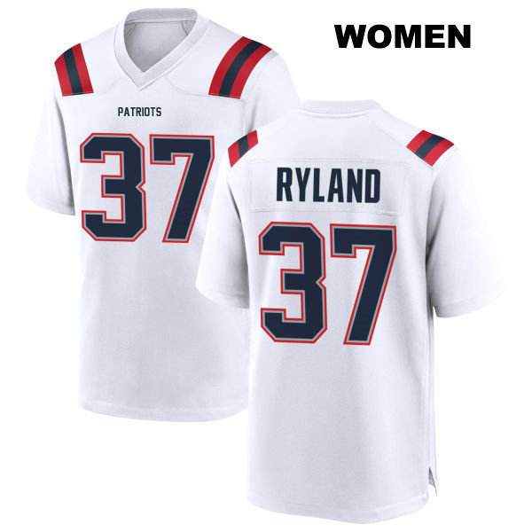 Chad Ryland Away Stitched New England Patriots Womens Number 37 White Game Football Jersey