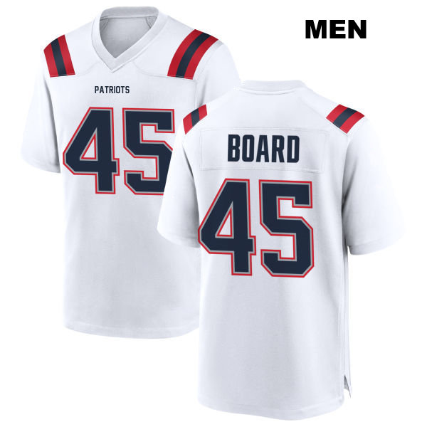 Away Chris Board New England Patriots Mens Number 45 Stitched White Game Football Jersey