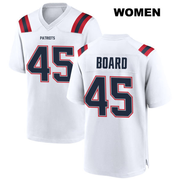 Chris Board New England Patriots Womens Stitched Number 45 Away White Game Football Jersey
