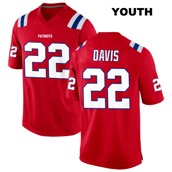 Stitched Cody Davis New England Patriots Youth Alternate Number 22 Red Game Football Jersey