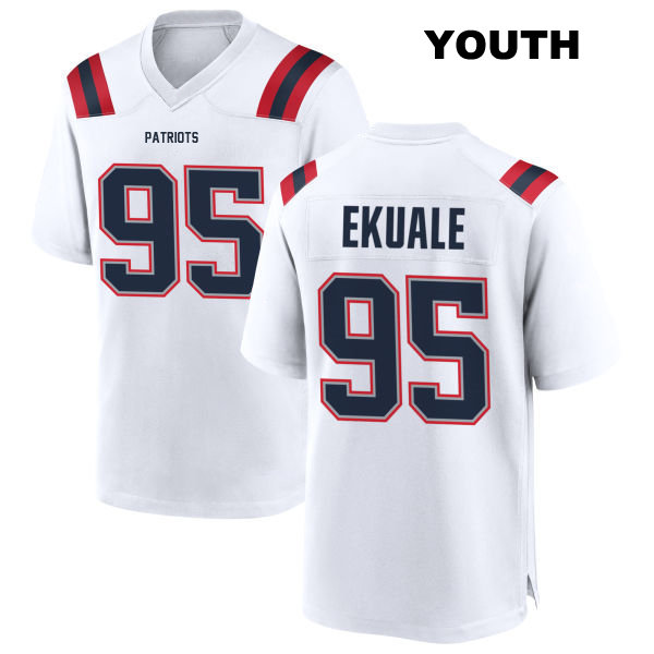 Away Daniel Ekuale Stitched New England Patriots Youth Number 95 White Game Football Jersey
