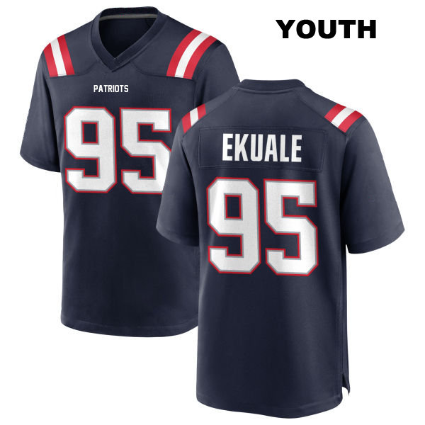 Daniel Ekuale Stitched New England Patriots Home Youth Number 95 Navy Game Football Jersey