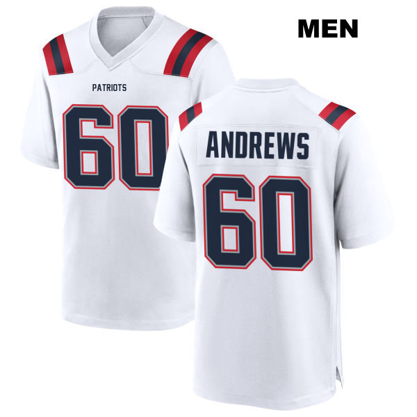 David Andrews Stitched New England Patriots Mens Number 60 Away White Game Football Jersey
