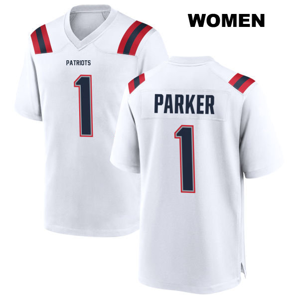 DeVante Parker New England Patriots Stitched Womens Number 1 Away White Game Football Jersey