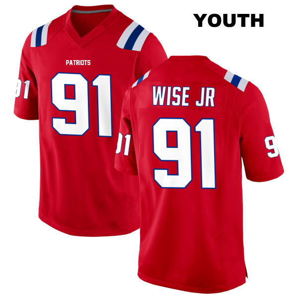 Deatrich Wise Jr. Stitched New England Patriots Alternate Youth Number 91 Red Game Football Jersey