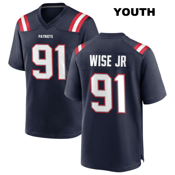Deatrich Wise Jr. Home New England Patriots Youth Stitched Number 91 Navy Game Football Jersey