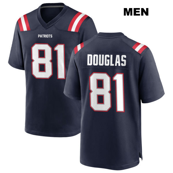 Stitched Demario Douglas Home New England Patriots Mens Number 81 Navy Game Football Jersey