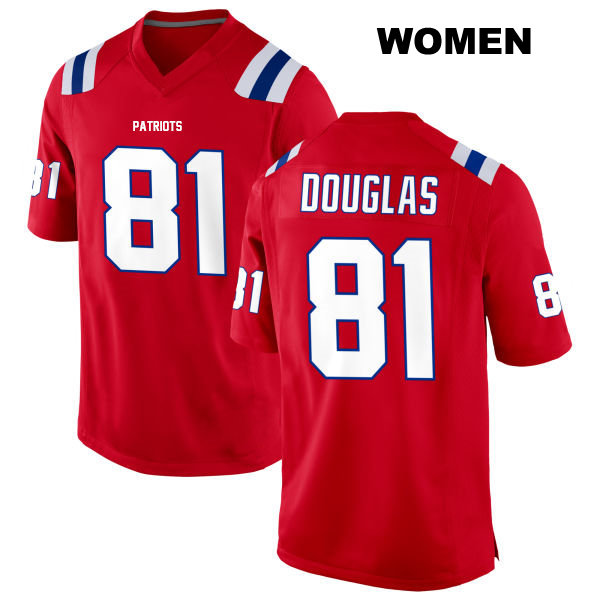 Stitched Demario Douglas New England Patriots Alternate Womens Number 81 Red Game Football Jersey