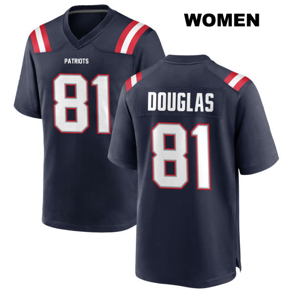 Stitched Demario Douglas New England Patriots Home Womens Number 81 Navy Game Football Jersey