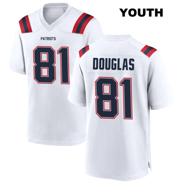 Demario Douglas Stitched New England Patriots Youth Away Number 81 White Game Football Jersey