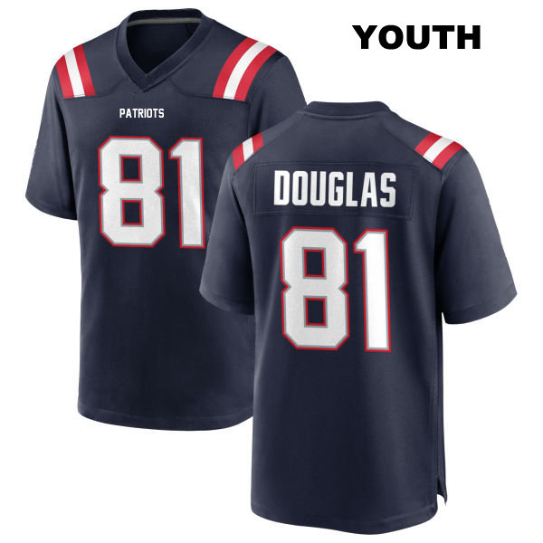 Demario Douglas Stitched New England Patriots Youth Number 81 Home Navy Game Football Jersey