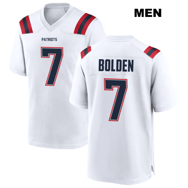 Stitched Isaiah Bolden Away New England Patriots Mens Number 7 White Game Football Jersey