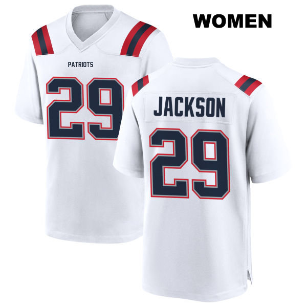 J.C. Jackson Away New England Patriots Womens Stitched Number 29 White Game Football Jersey