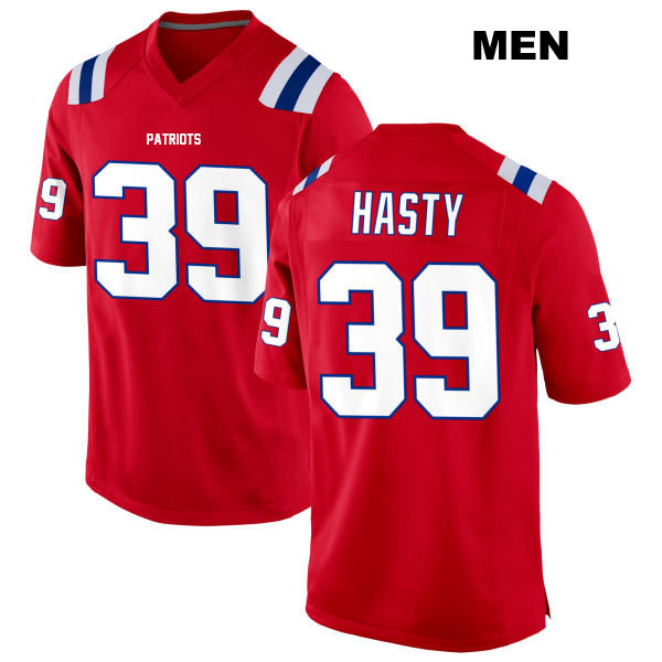 Stitched JaMycal Hasty New England Patriots Mens Number 39 Alternate Red Game Football Jersey