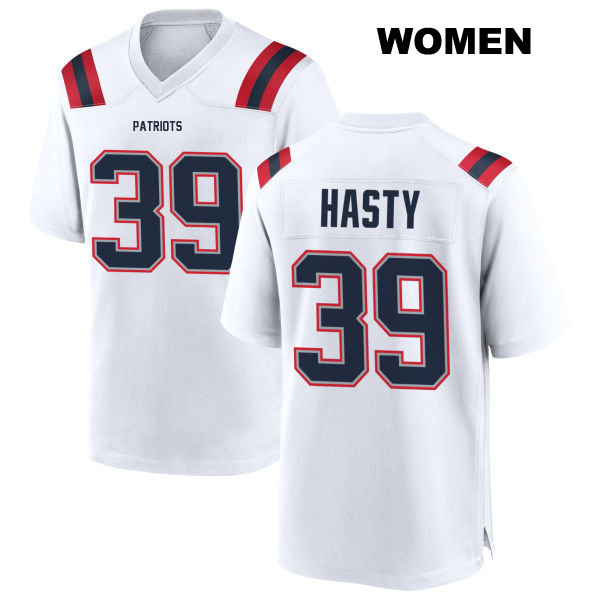 JaMycal Hasty New England Patriots Womens Away Stitched Number 39 White Game Football Jersey