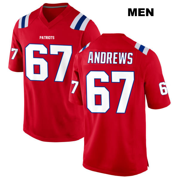 Stitched Jake Andrews New England Patriots Alternate Mens Number 67 Red Game Football Jersey