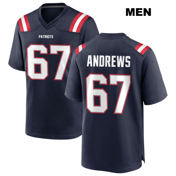 Jake Andrews New England Patriots Home Mens Number 67 Stitched Navy Game Football Jersey