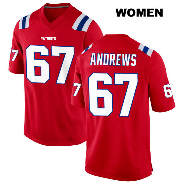 Alternate Jake Andrews Stitched New England Patriots Womens Number 67 Red Game Football Jersey