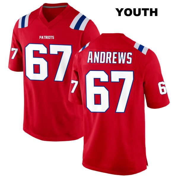 Alternate Jake Andrews New England Patriots Youth Stitched Number 67 Red Game Football Jersey