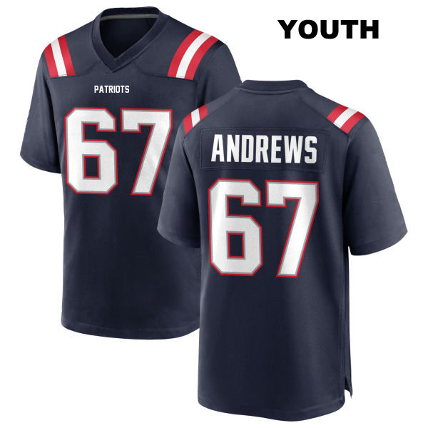 Jake Andrews New England Patriots Youth Stitched Number 67 Home Navy Game Football Jersey