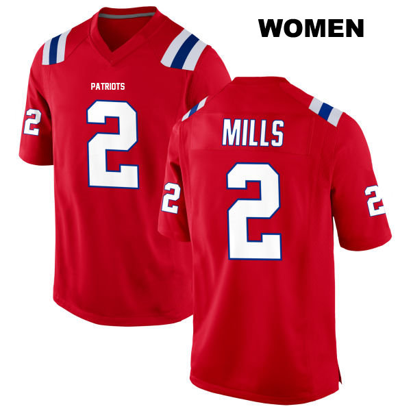 Stitched Jalen Mills New England Patriots Alternate Womens Number 2 Red Game Football Jersey