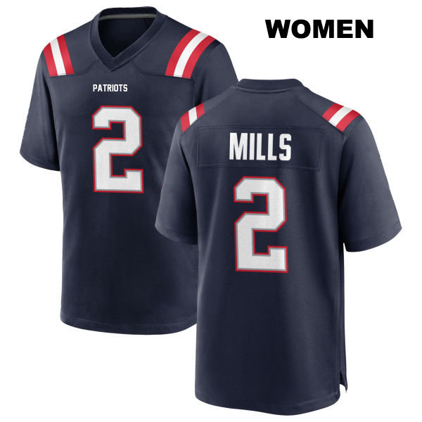 Jalen Mills Stitched Home New England Patriots Womens Number 2 Navy Game Football Jersey