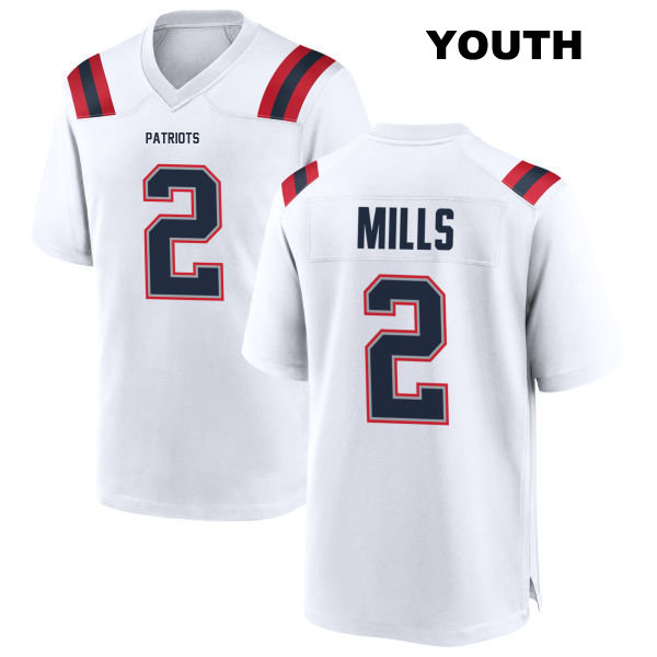Jalen Mills New England Patriots Stitched Youth Number 2 Away White Game Football Jersey