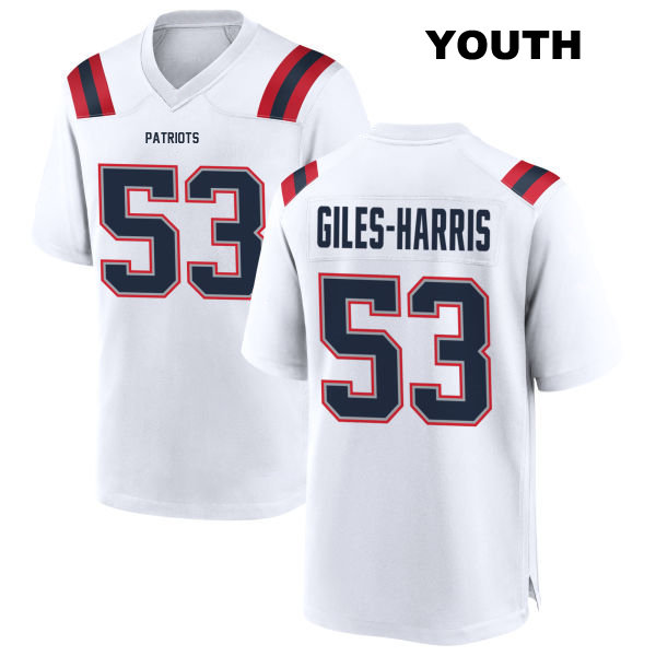 Joe Giles-Harris New England Patriots Youth Number 53 Stitched Away White Game Football Jersey
