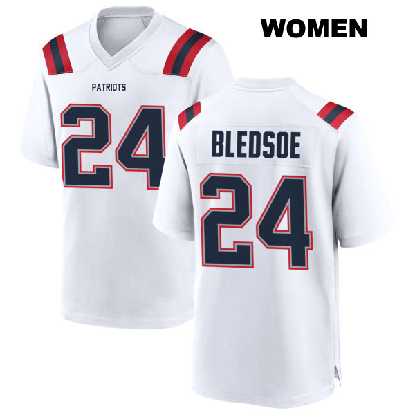 Away Joshuah Bledsoe Stitched New England Patriots Womens Number 24 White Game Football Jersey