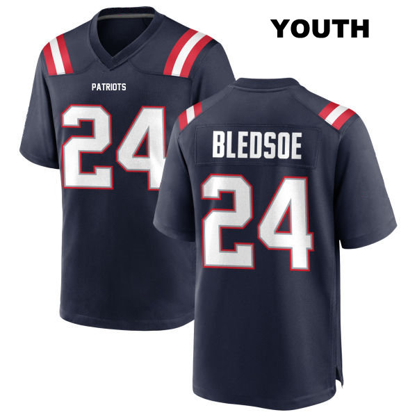 Joshuah Bledsoe Home Stitched New England Patriots Youth Number 24 Navy Game Football Jersey