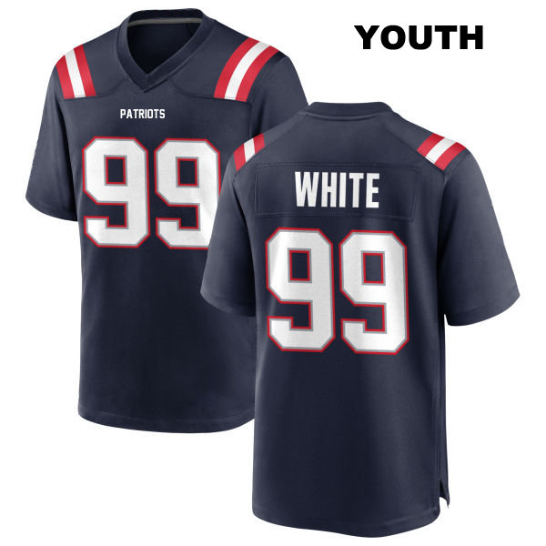 Keion White New England Patriots Home Youth Number 99 Stitched Navy Game Football Jersey