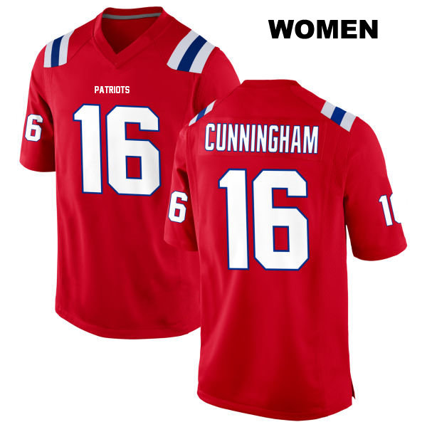 Malik Cunningham Stitched New England Patriots Alternate Womens Number 16 Red Game Football Jersey